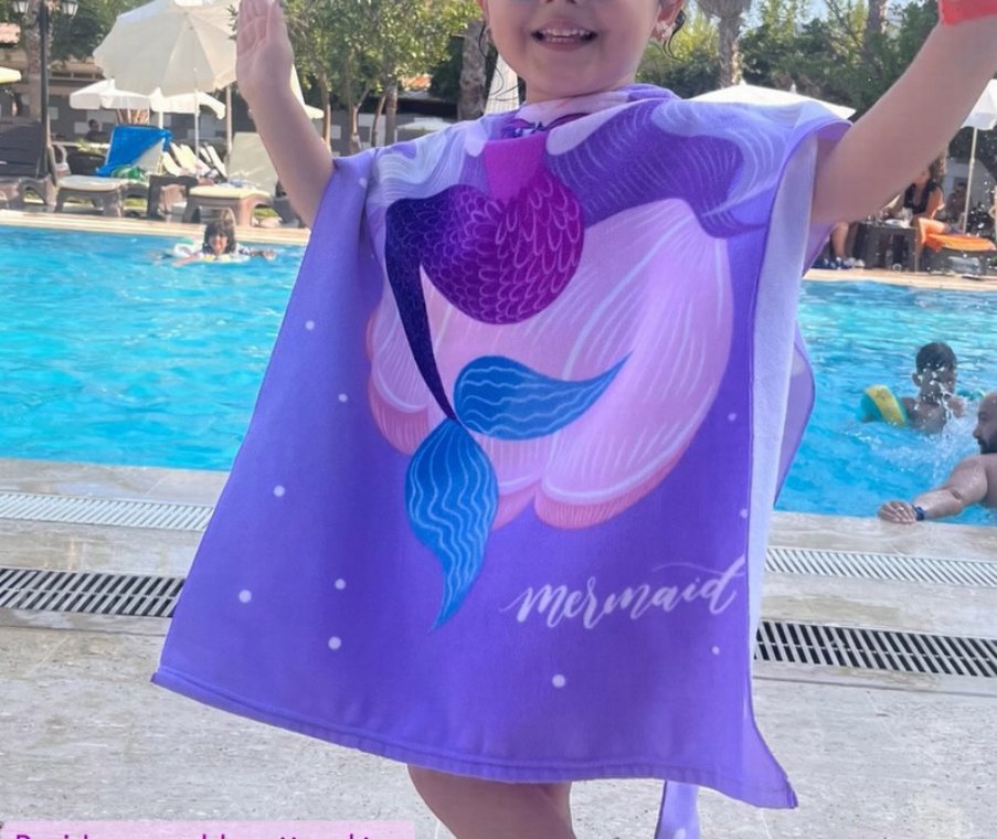 Mor Baskılı Kız Çocuk Panço - Görsel 2