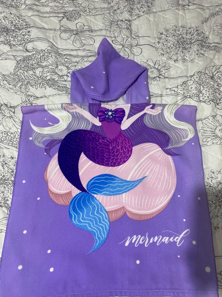 Mor Baskılı Kız Çocuk Panço - Görsel 3