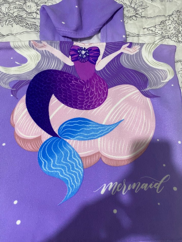 Mor Baskılı Kız Çocuk Panço - Görsel 4