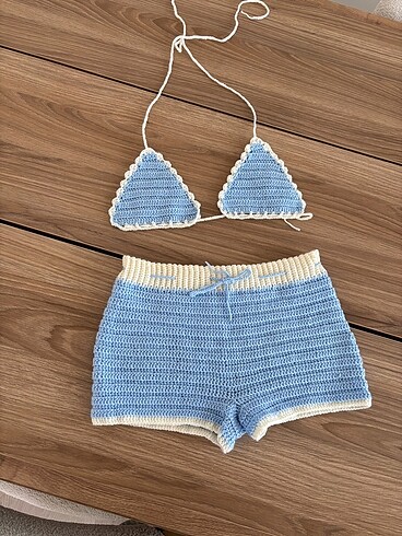 Örgü Şort Bikini Takım