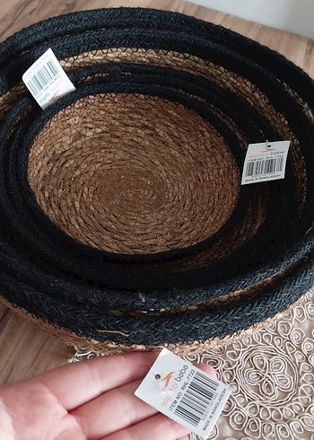 Koyu Kahverengi Örgü Sepet Seti - Görsel 5