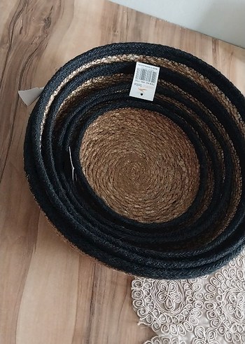 Koyu Kahverengi Örgü Sepet Seti - Görsel 7