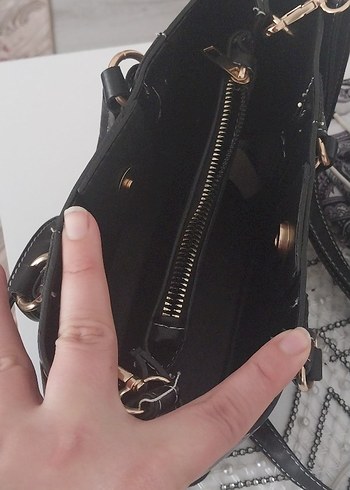 Klasik Siyah Deri Kemerli Çanta - Görsel 7