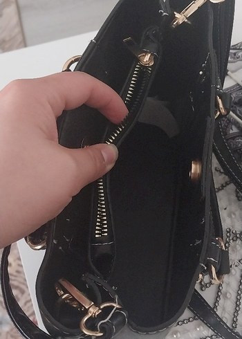 Klasik Siyah Deri Kemerli Çanta - Görsel 6