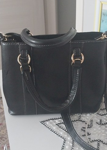 Klasik Siyah Deri Kemerli Çanta - Görsel 3