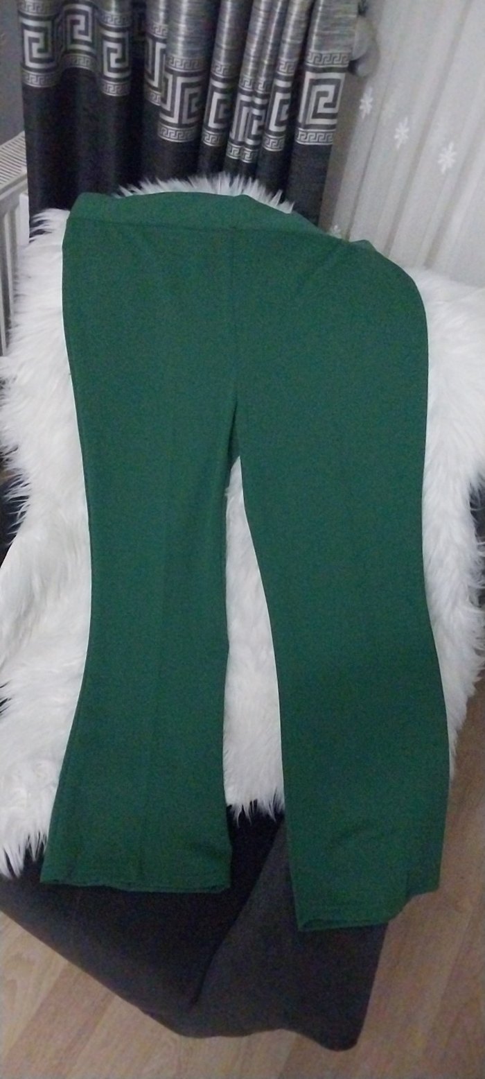 Kadın Yeşil İspanyol paca pantolon - Görsel 5