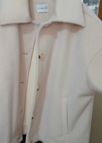 Bej Düğmeli Kadın Midi Ceket - Görsel 5