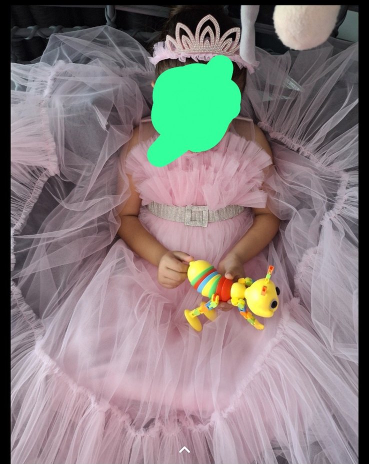 Pembe Fırfırlı Kız Çocuk Abiye Elbise - Görsel 2