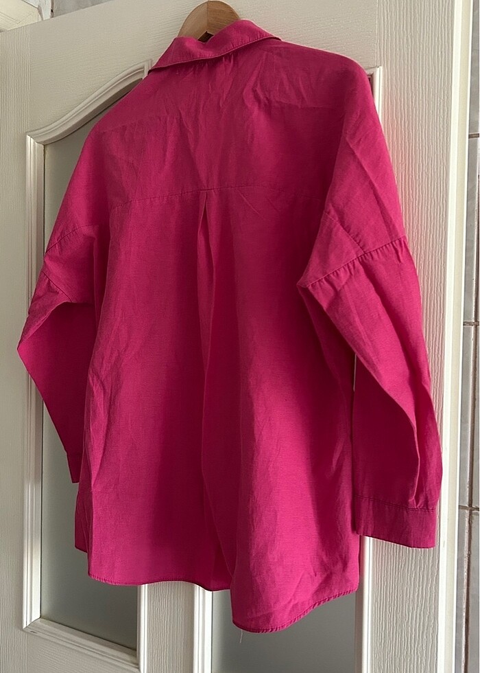 Pembe oversize gömlek - Görsel 2