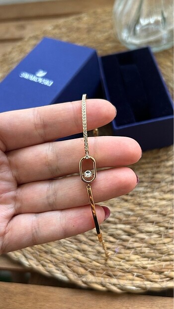  Beden Swarovski Una Bileklik ? Pembe Altın Kaplama