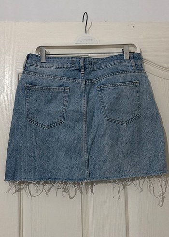 Gri Renkli Denim Mini Etek - Görsel 3