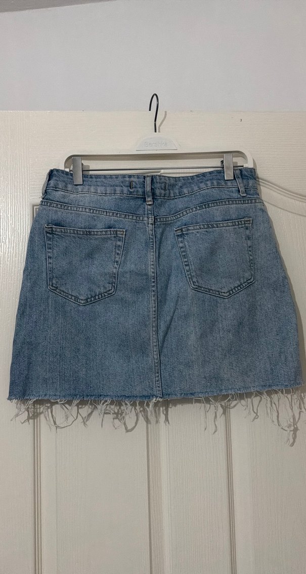 Gri Renkli Denim Mini Etek - Görsel 3