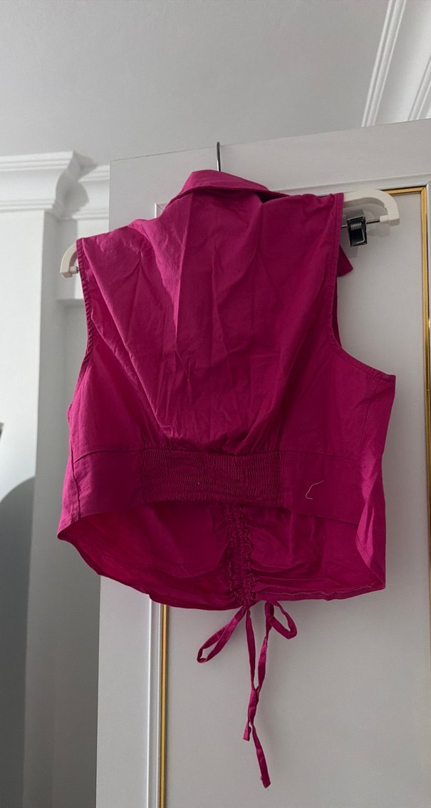 Pembe Kolsuz Bohem Keten Gömlek - Görsel 2