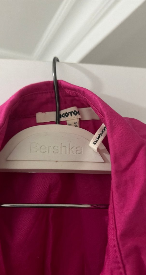 Pembe Kolsuz Bohem Keten Gömlek - Görsel 4