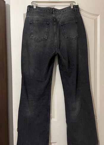 Gri siyah Bol Kesim Denim Kadın Jean - Görsel 6