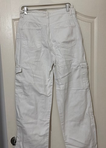 Kadın Beyaz Pamuklu Rahat Kesim Pantolon - Görsel 5