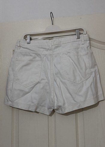 Kadın Beyaz Mini Pamuklu Şort - Görsel 4