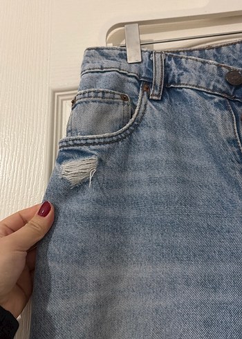 Geniş Kesim Mavi Kadın Denim Pantolon - Görsel 2