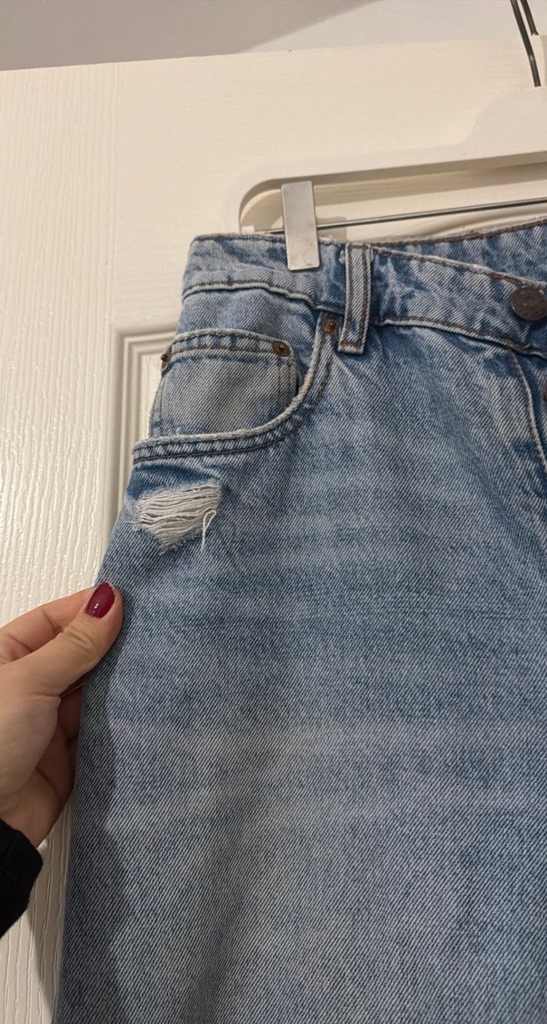 Geniş Kesim Mavi Kadın Denim Pantolon - Görsel 2