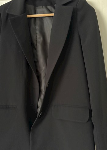 36 Beden Düğmeli Siyah Kadın Blazer Ceket