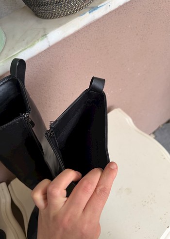 Kadın Siyah Deri Dizüstü Botlar - Görsel 3