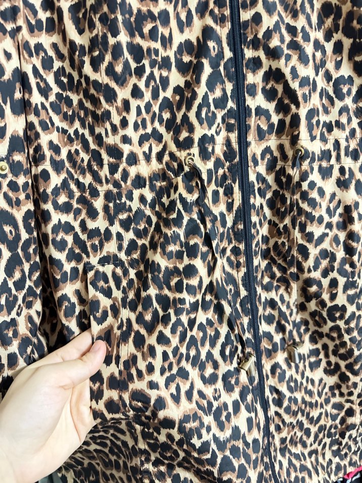 Kahverengi Leopar Desenli Kadın Midi Kaban - Görsel 5