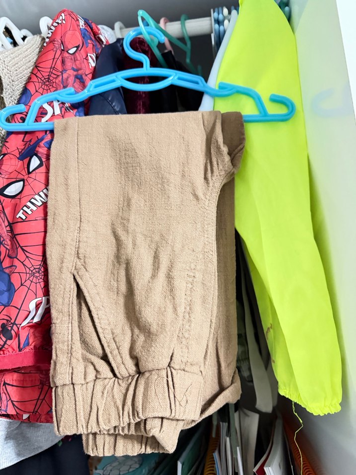 Erkek çocuk Bej Keten Rahat Kesim Kemerli Pantolon - Görsel 5