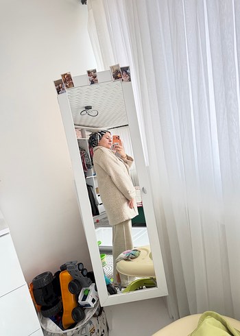 Bej Yünlü Kadın Kaban Kürk Detaylı - Görsel 7