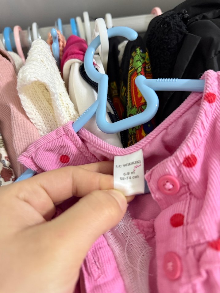 Puantiyeli Pembe Kız Elbisesi - Görsel 3