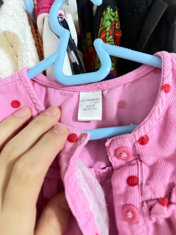 Puantiyeli Pembe Kız Elbisesi - Görsel 2