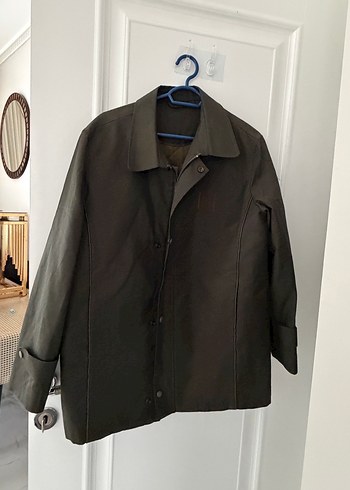 Düğmeli haki Deri Erkek Ceket - Görsel 2