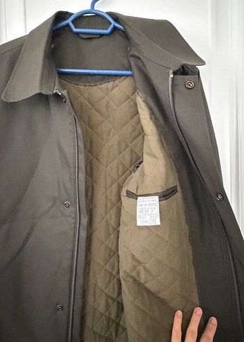 Düğmeli haki Deri Erkek Ceket - Görsel 4