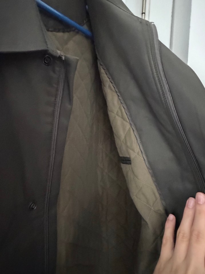 Düğmeli haki Deri Erkek Ceket - Görsel 3