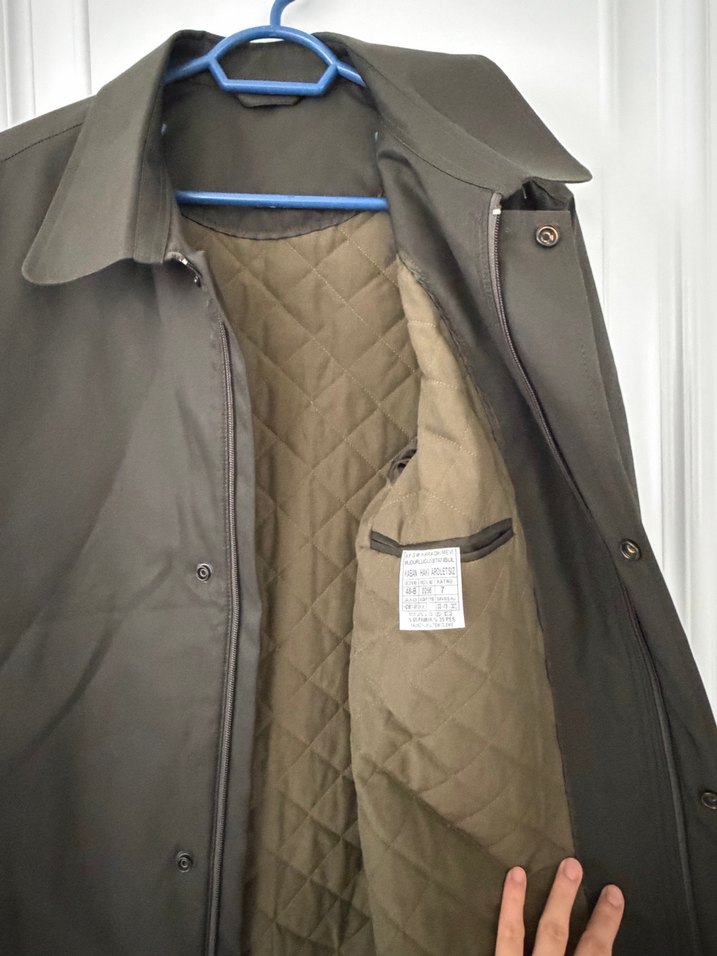 Düğmeli haki Deri Erkek Ceket - Görsel 4