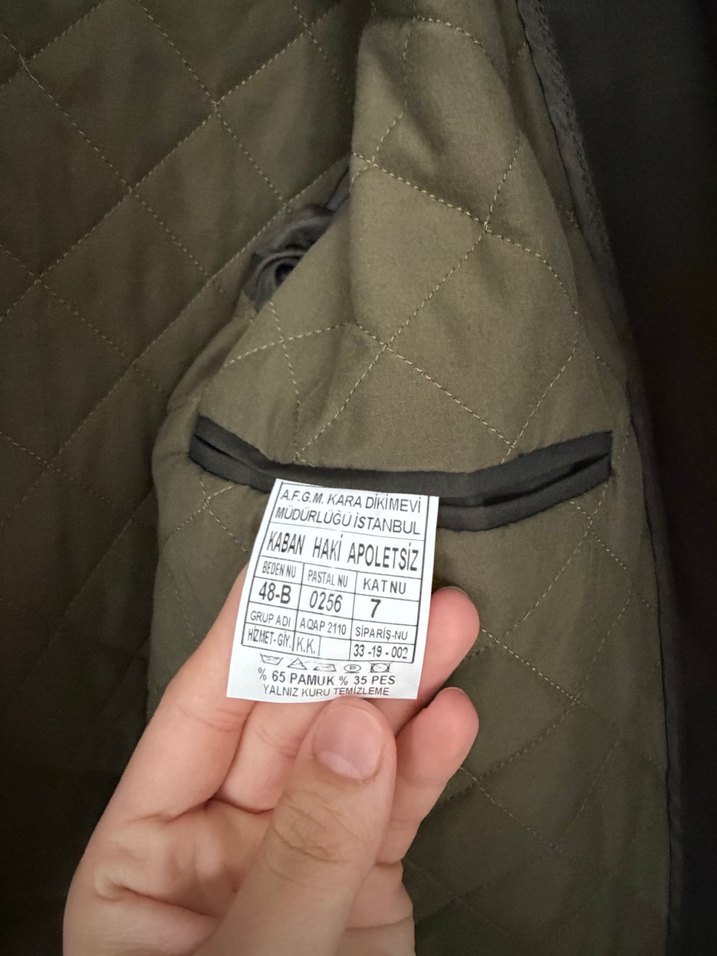 Düğmeli haki Deri Erkek Ceket - Görsel 5