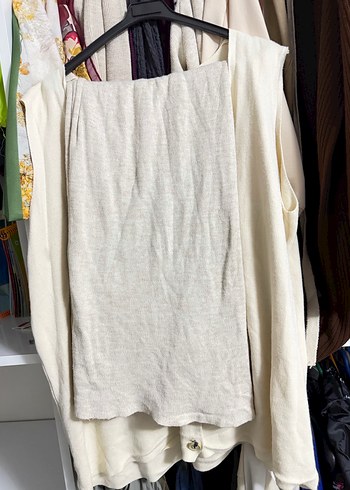 Düğmeli Beyaz Midi Kadın Yelek takım - Görsel 5