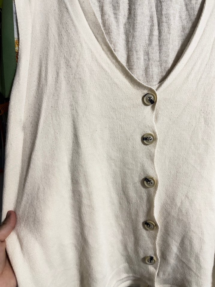 Düğmeli Beyaz Midi Kadın Yelek takım - Görsel 4