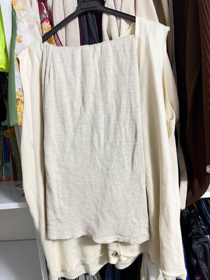 Düğmeli Beyaz Midi Kadın Yelek takım - Görsel 5