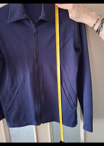 xl Beden lacivert Renk Lacivert Kadın Midi Boy Fermuarlı Ceket