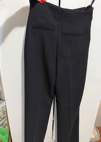 Düğmeli Siyah Kadın Kumaş Pantolon - Görsel 3