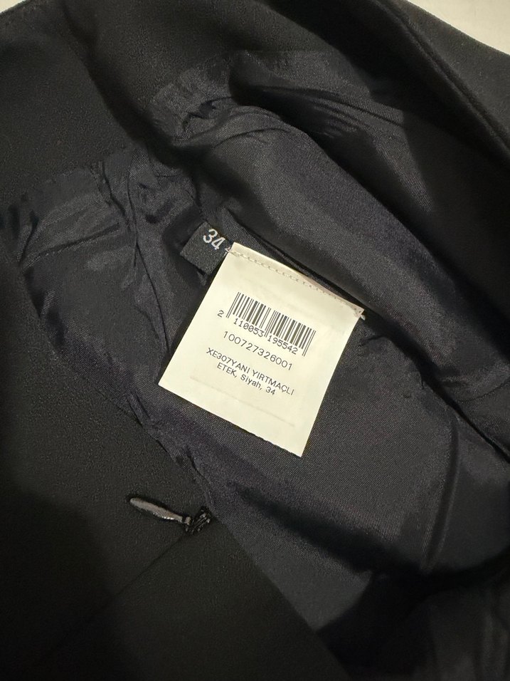 Siyah kumaş Midi Düz Kesim Kadın Etek - Görsel 3