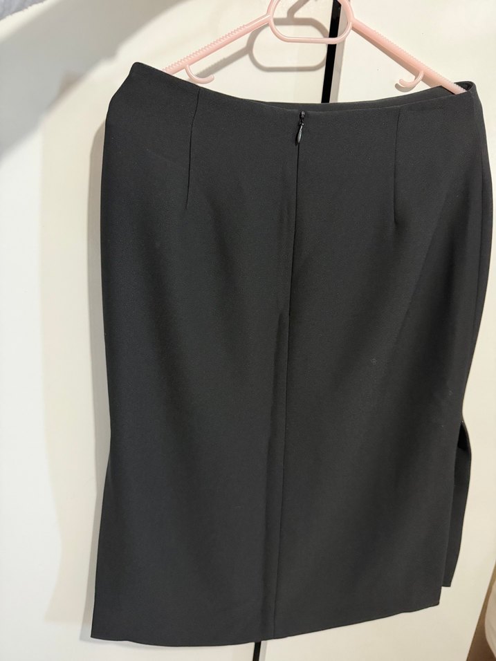 Siyah kumaş Midi Düz Kesim Kadın Etek - Görsel 2