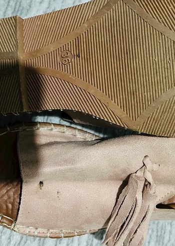 Bej Süet Püsküllü Bohem Kadın Sandalet - Görsel 2