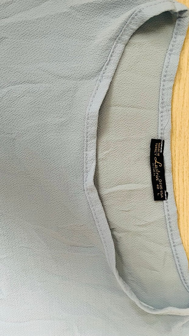 Buz mavisi Keten Hamile Tişörtü, Kısa Kollu, Bol Kesim - Görsel 2