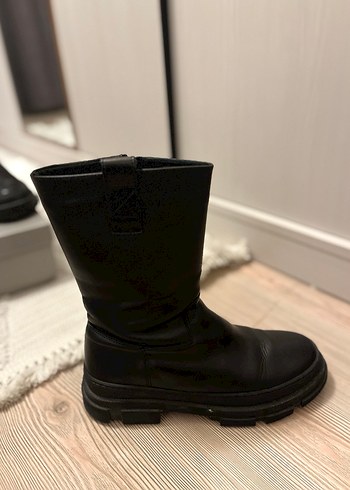 Siyah lastik platform topuklu bot - Görsel 2