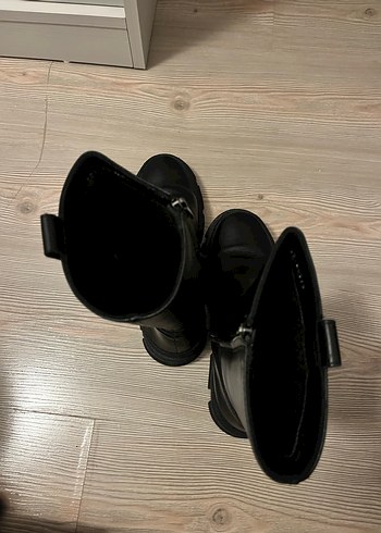 Siyah lastik platform topuklu bot - Görsel 4