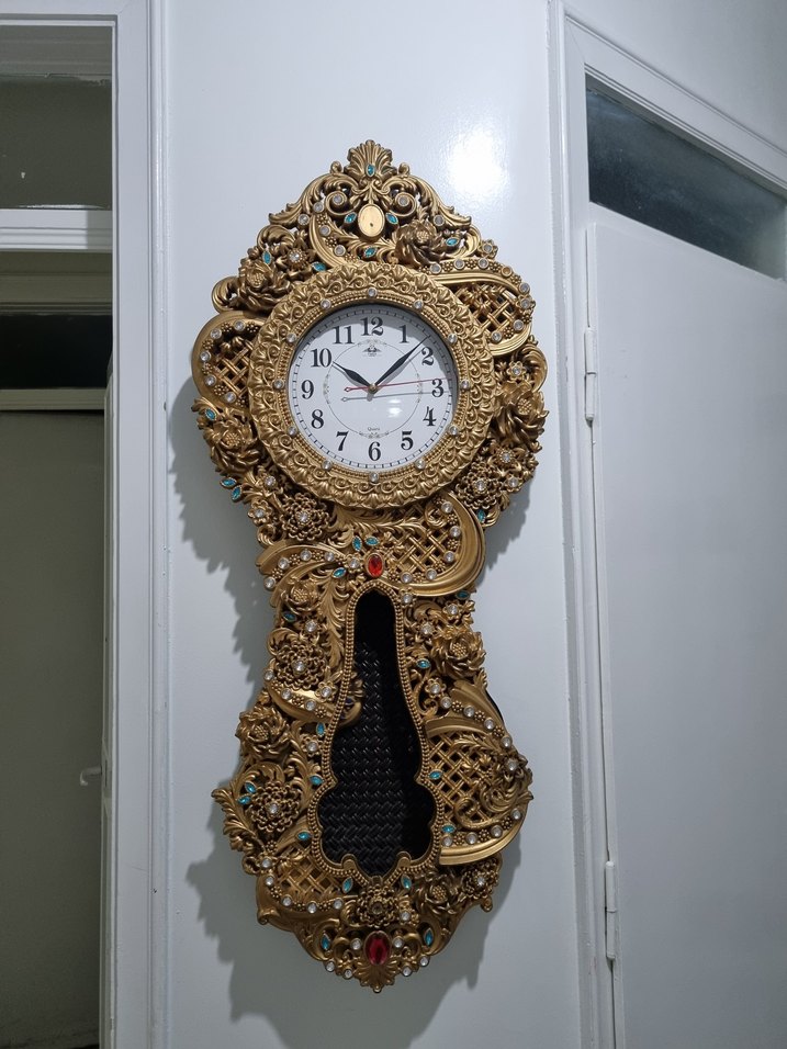 Koyu Altın Renkli Dekoratif Duvar Saati - Görsel 4