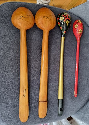 Kırmızı El Boyaması Ahşap Kaşık Seti - Görsel 3