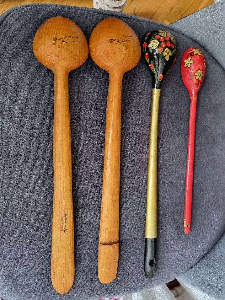 Kırmızı El Boyaması Ahşap Kaşık Seti - Görsel 3