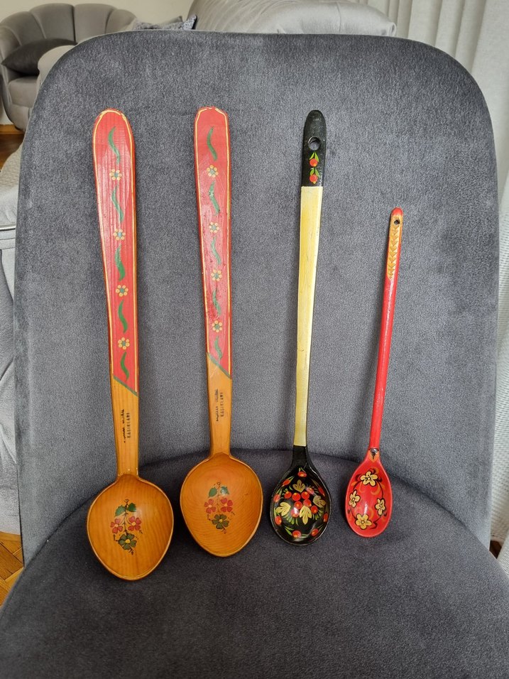 Kırmızı El Boyaması Ahşap Kaşık Seti - Görsel 2